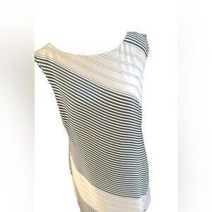 Ann Taylor Striped Sleeveless Straight Line Midi‎ Dress Womens 6